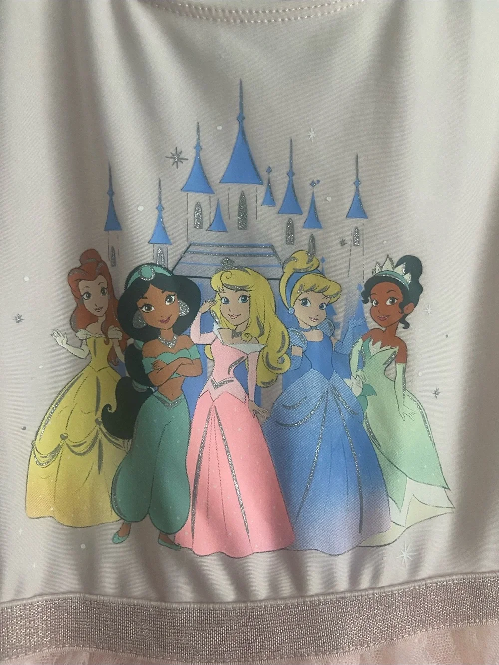 Disney princess tank dress with tulle handkerchief hem size 5 girls